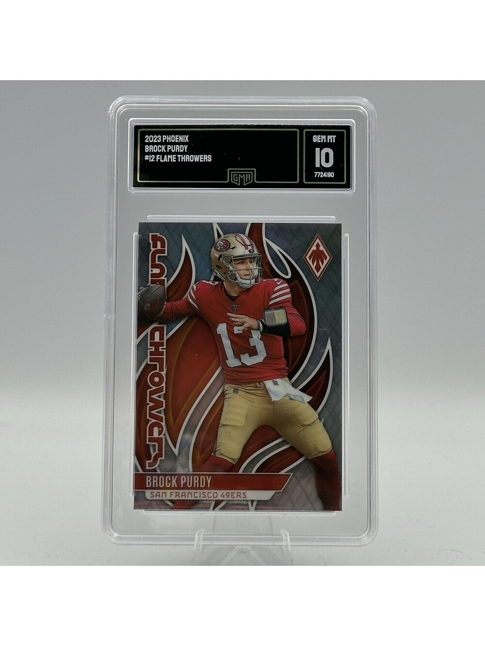 Brock Purdy 2023 Panini Phoenix Flame Throwers FLA-12 GMA 10 Graded NFL Card
